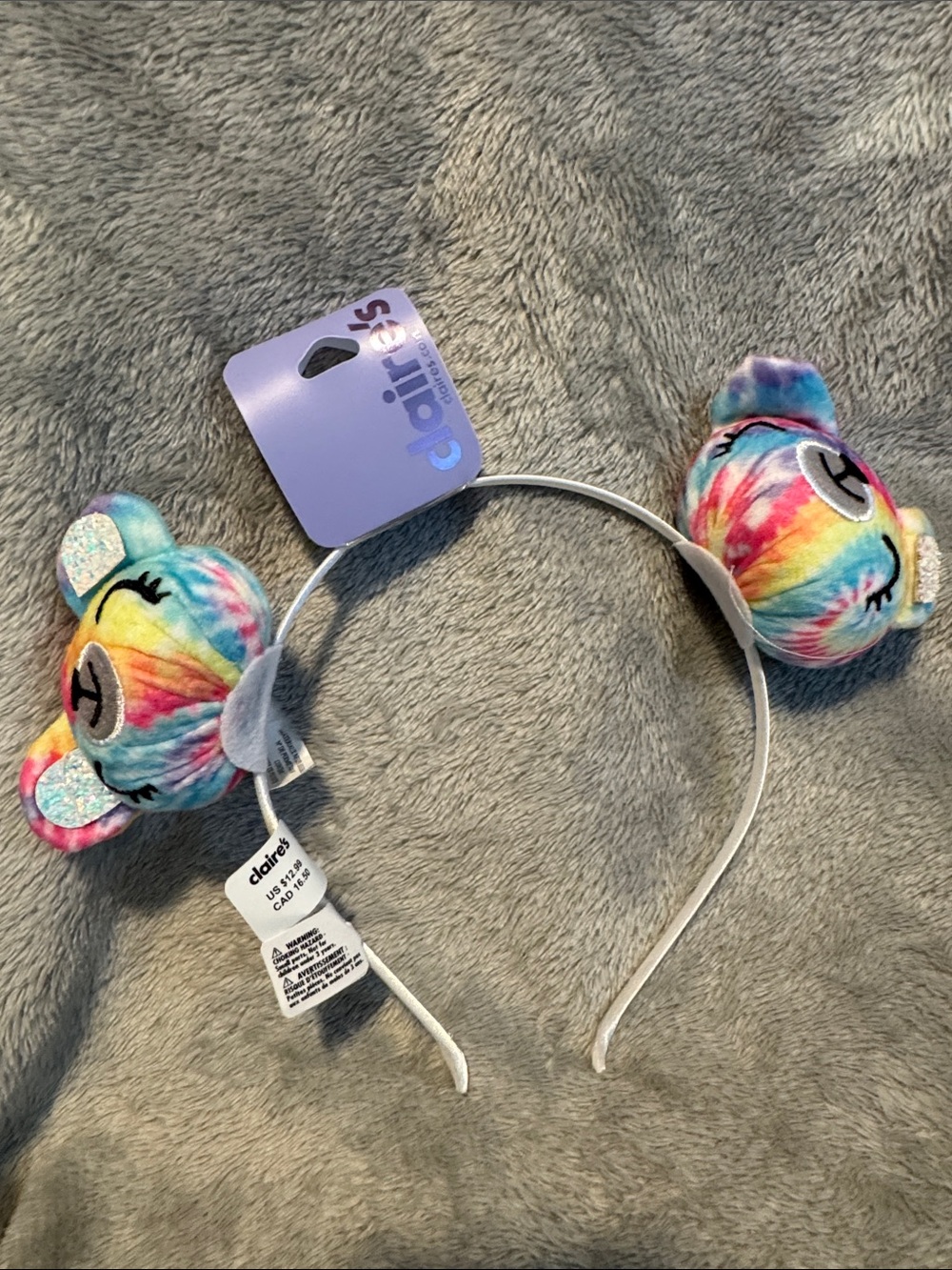 Claire's Multicolor Tie-Dye Bear Ear Headband